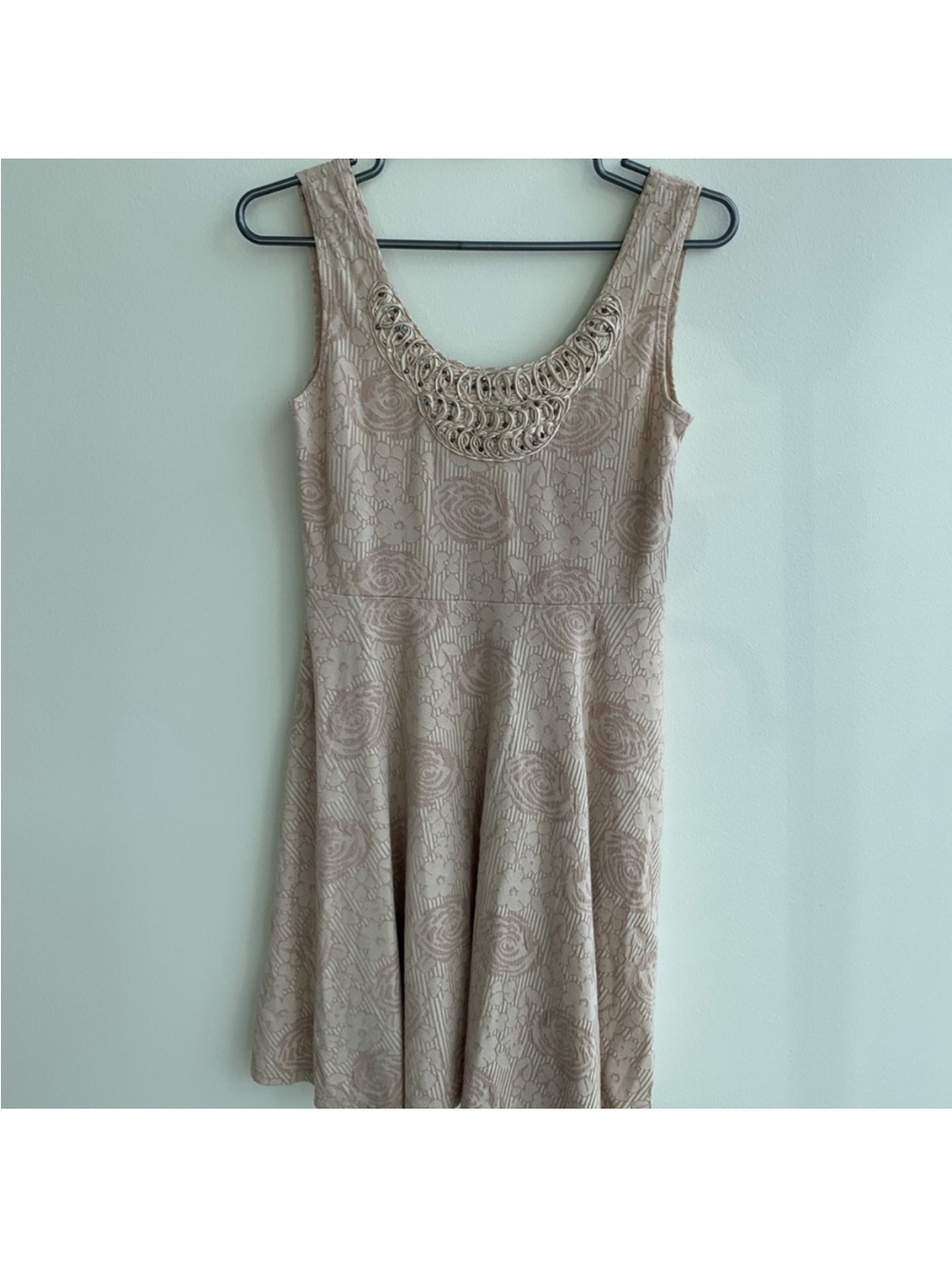 Free People Beige Crochet-Neck Midi Dress